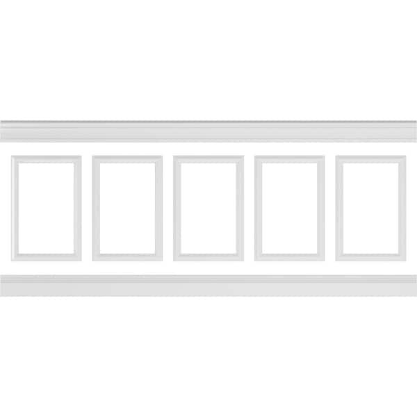 Ekena Millwork 94 1/2"L (Adjustable 40"H to 44"H) Ashford Square Panel Traditional Wainscot Paneling Kit WPKUSQ081P040 - main